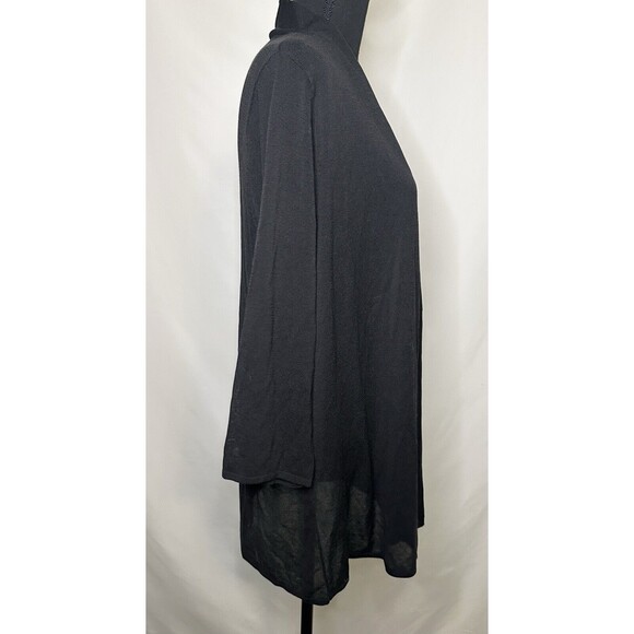 J. Jill Wearever Collection Sheer Cardigan Wm's Size XL Petite Black Long Sleeve - Picture 4 of 11